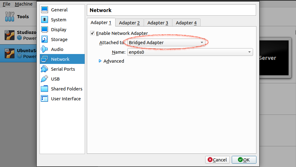 Virtual Box - Network Settings